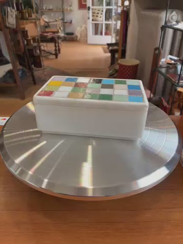 Midcentury Italian Quartz Box with Mosaic Tile Inlay by Raymor