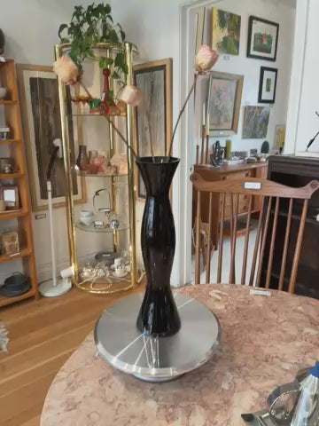 Black Glass Hourglass Angular Flower Vase