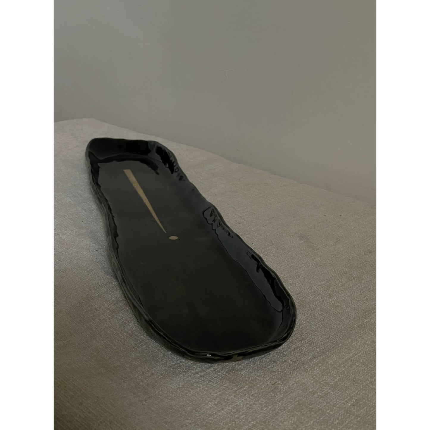 Dark Green Glazed Ceramic Bread Tray