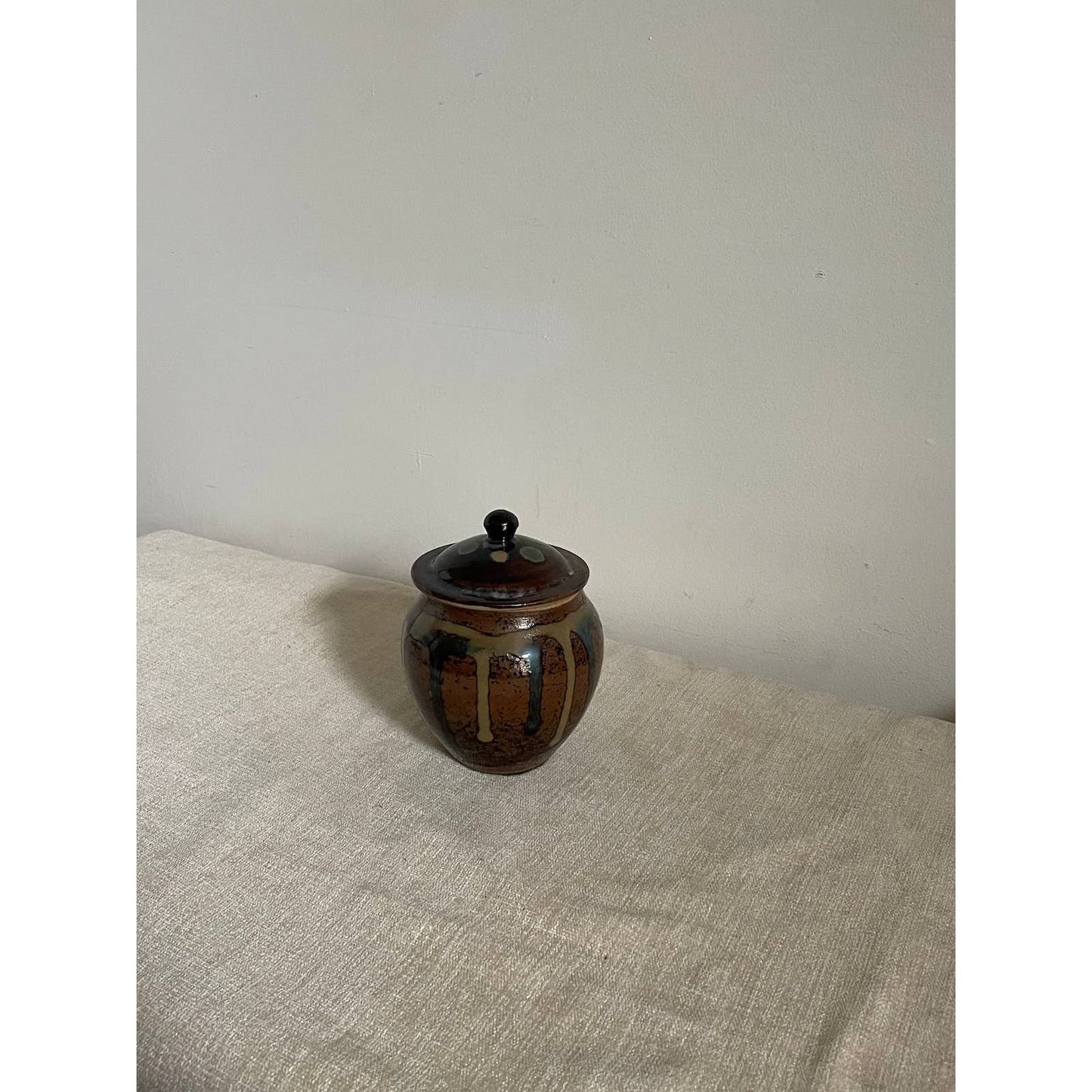 Mashiko Japanese Stoneware Drip Dot Jar