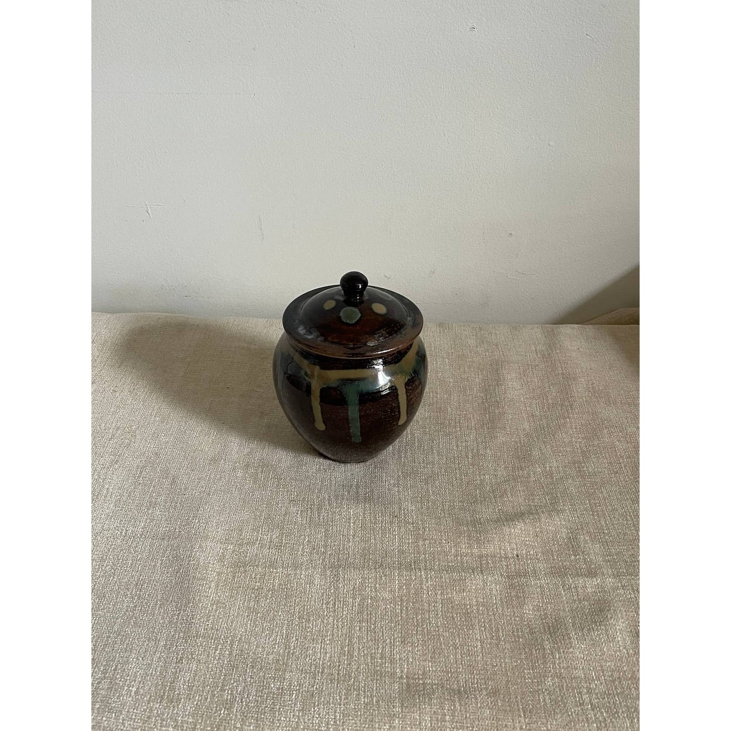 Mashiko Japanese Stoneware Drip Dot Jar