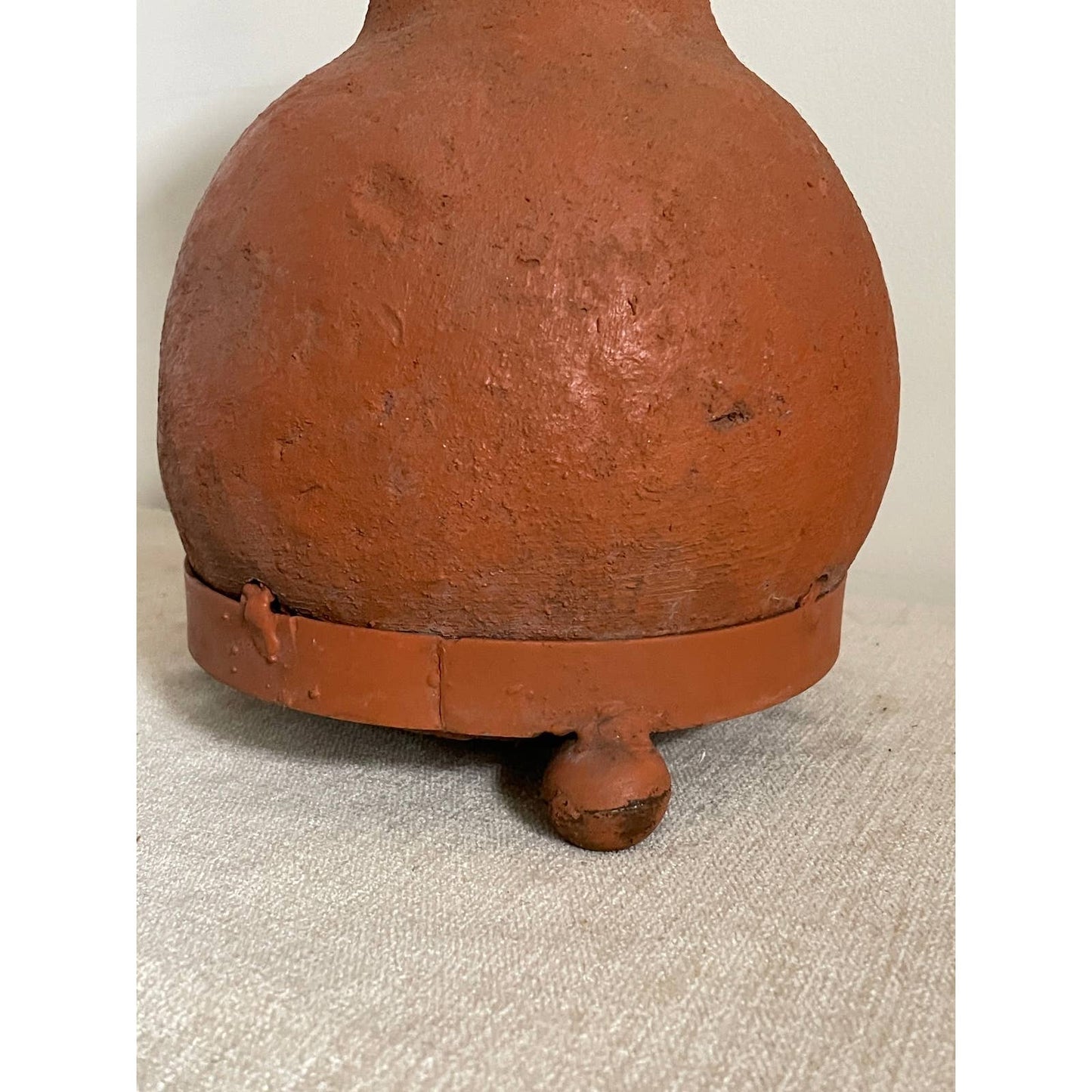 Slow-Fired Packed Terracotta Vase in Tri-Ball Metal Stand