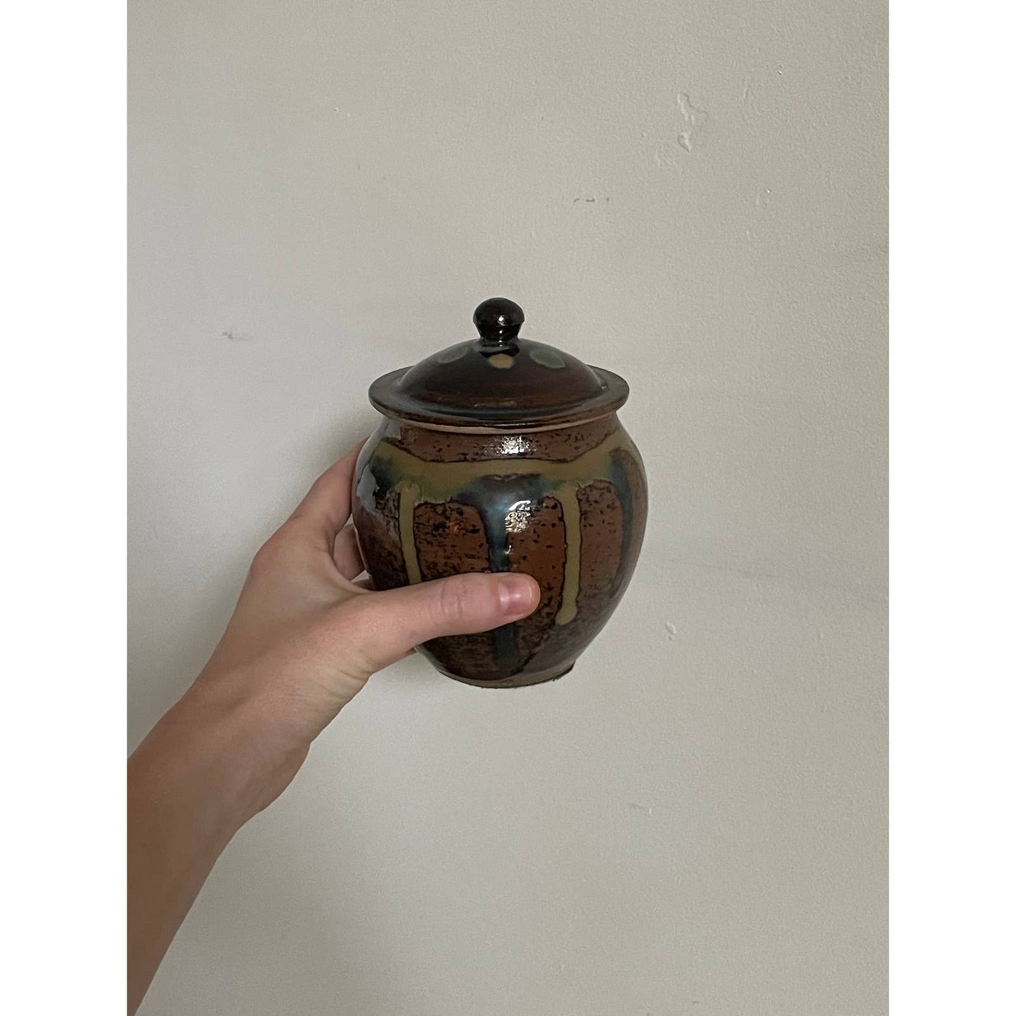 Mashiko Japanese Stoneware Drip Dot Jar