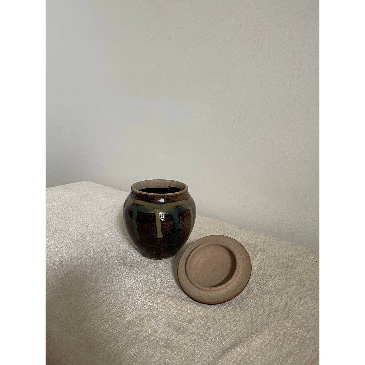 Mashiko Japanese Stoneware Drip Dot Jar