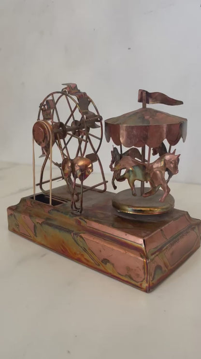 Vintage Copper Carnival Scene Music Box