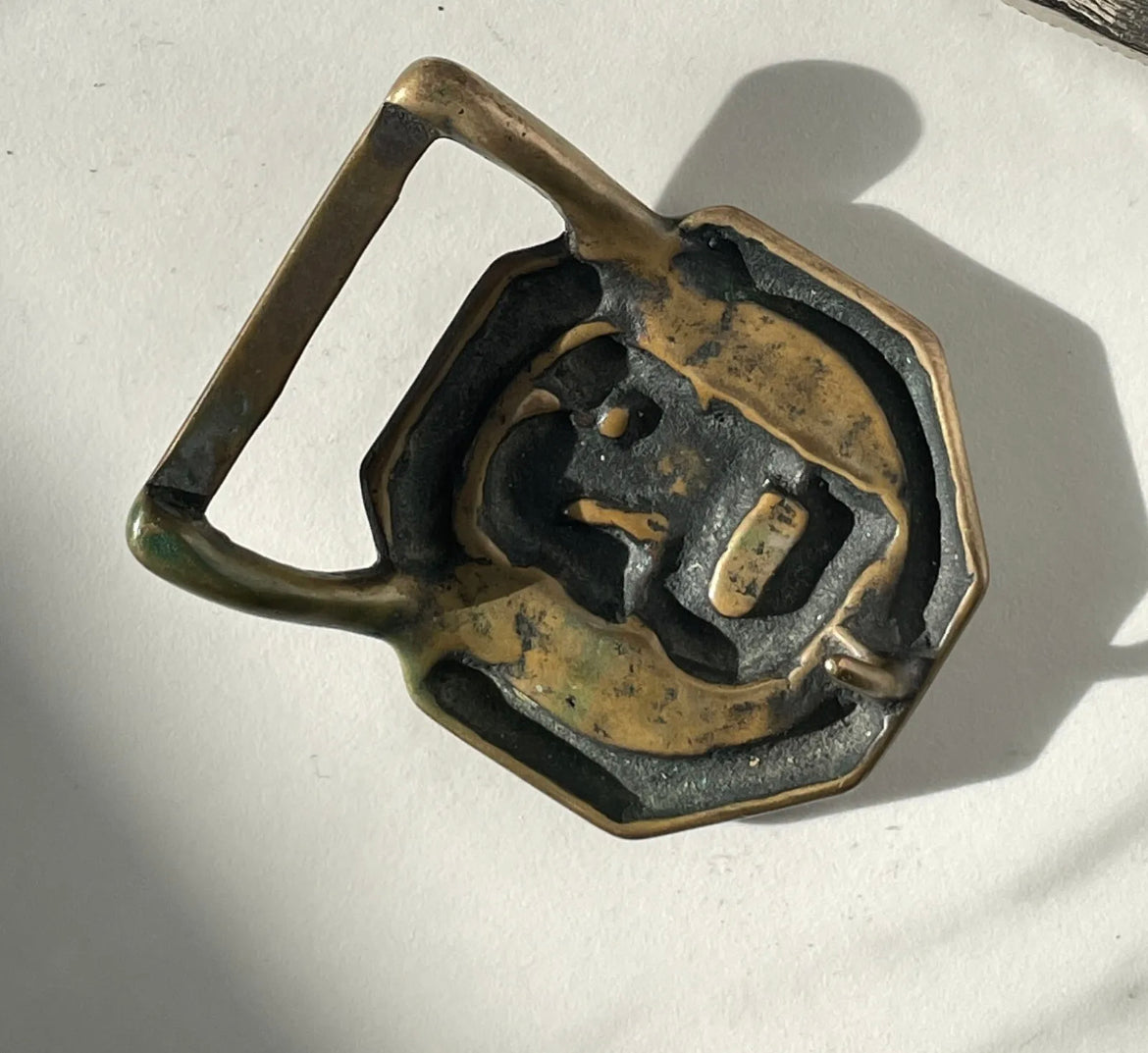 Vintage Brass United Stated Octagon Belt Buckle 70s