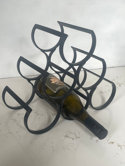 Minimalist Black Welded Iron 6 Bottle Wine Rack