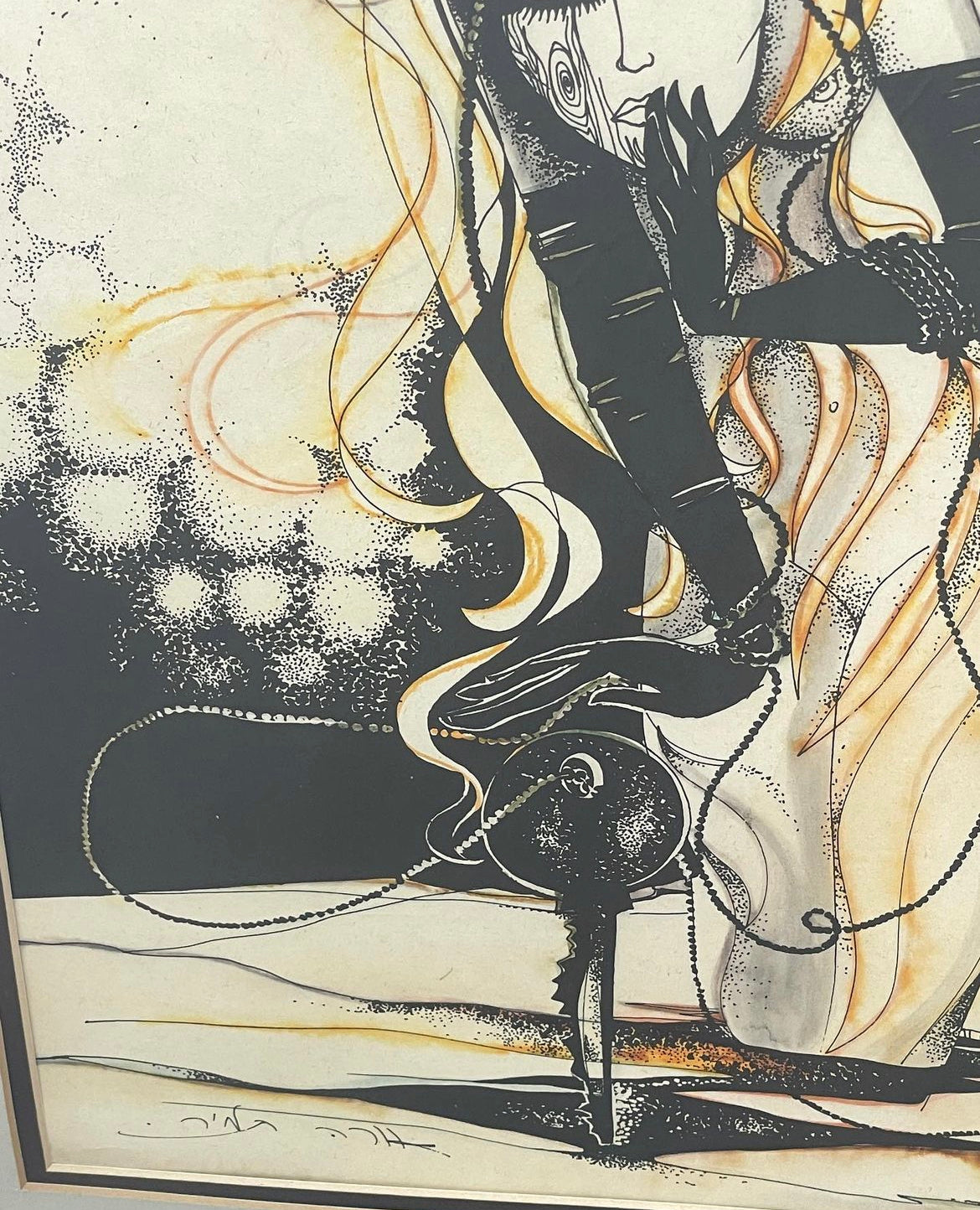 Mysterious Woman Mixed Media Original Signed Art