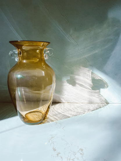 Handblown Glass Yellow Amphora Vase
