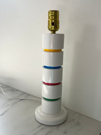 80’s Primary Color Wooden Pillar Table Lamp