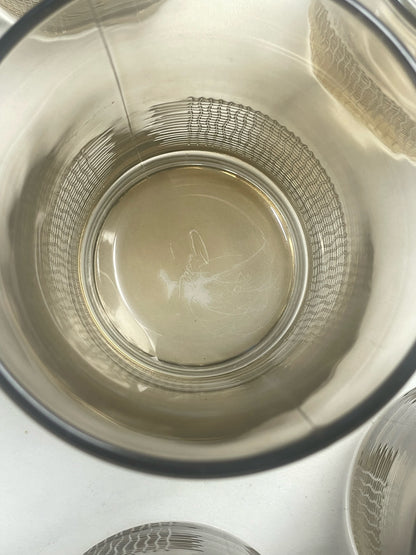 Vintage Brown Woven Texture Tumbler Glasses by Crisa set of 8