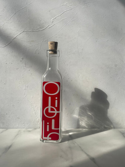 Funky Red Glass Oilio (Olive Oil) Bottle
