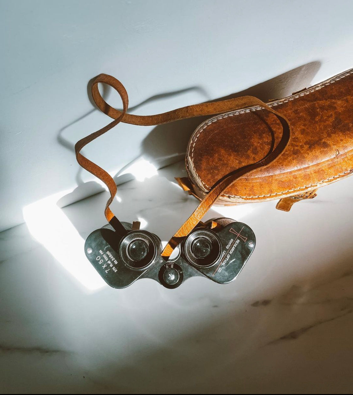 Vintage Binoculars and Leather Case