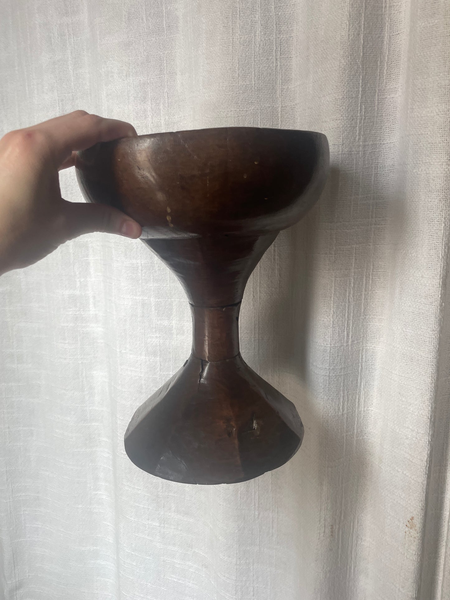 Cake Stand, Wood Bowl, Vase and Primitive Ceremonial Carved Wood Chalice