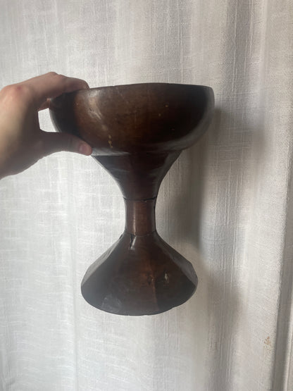 Cake Stand, Wood Bowl, Vase and Primitive Ceremonial Carved Wood Chalice