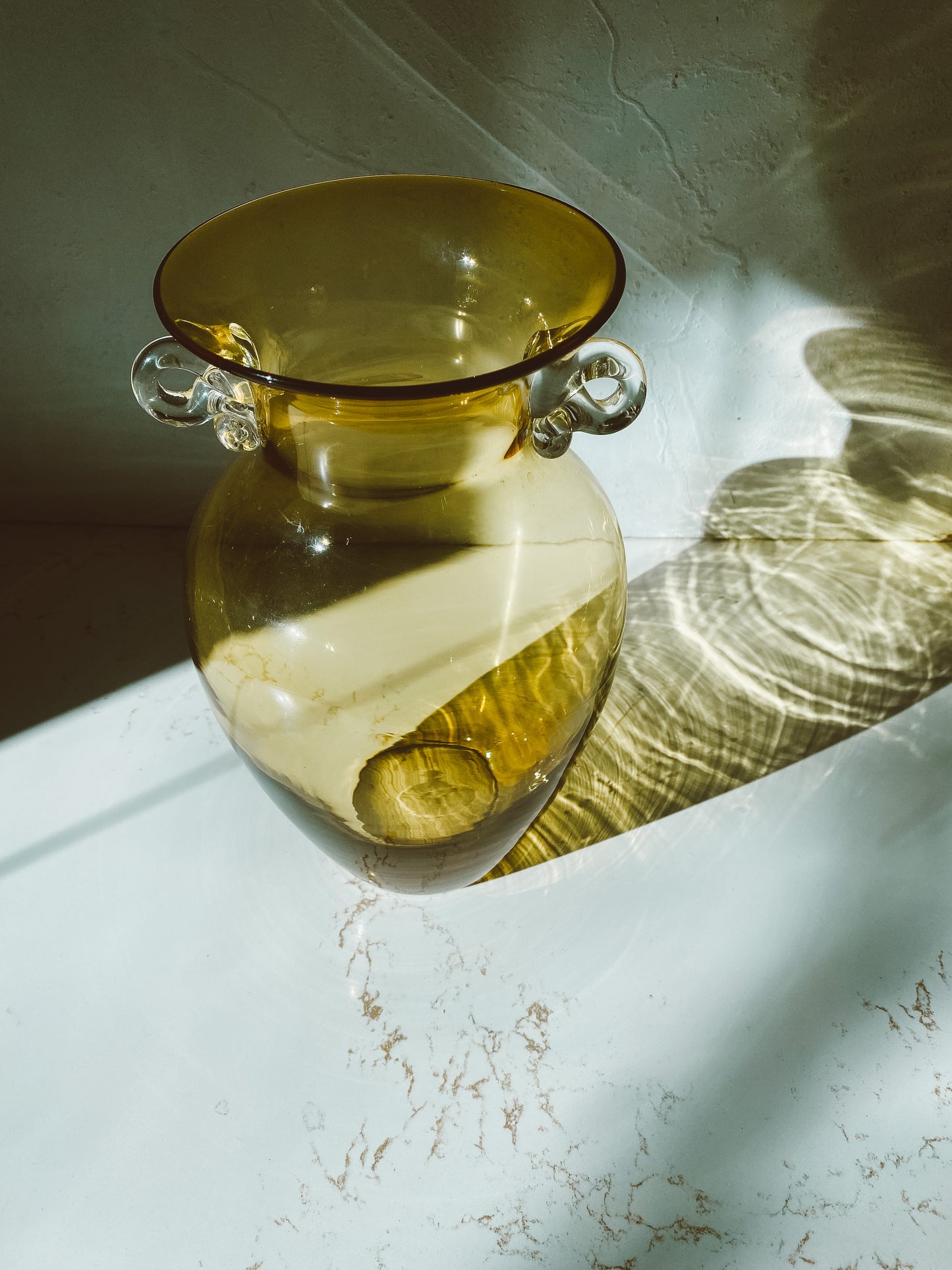 Handblown Glass Yellow Amphora Vase