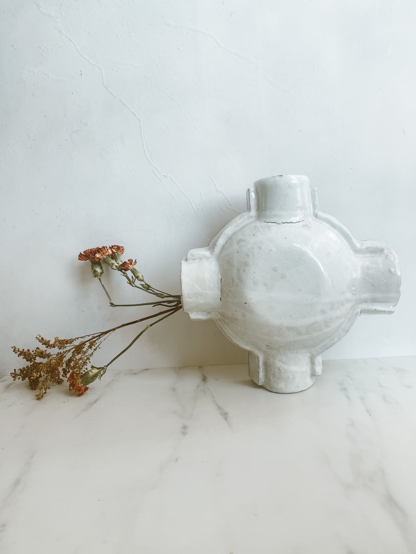 Cream Cross Patch Ceramic Vase