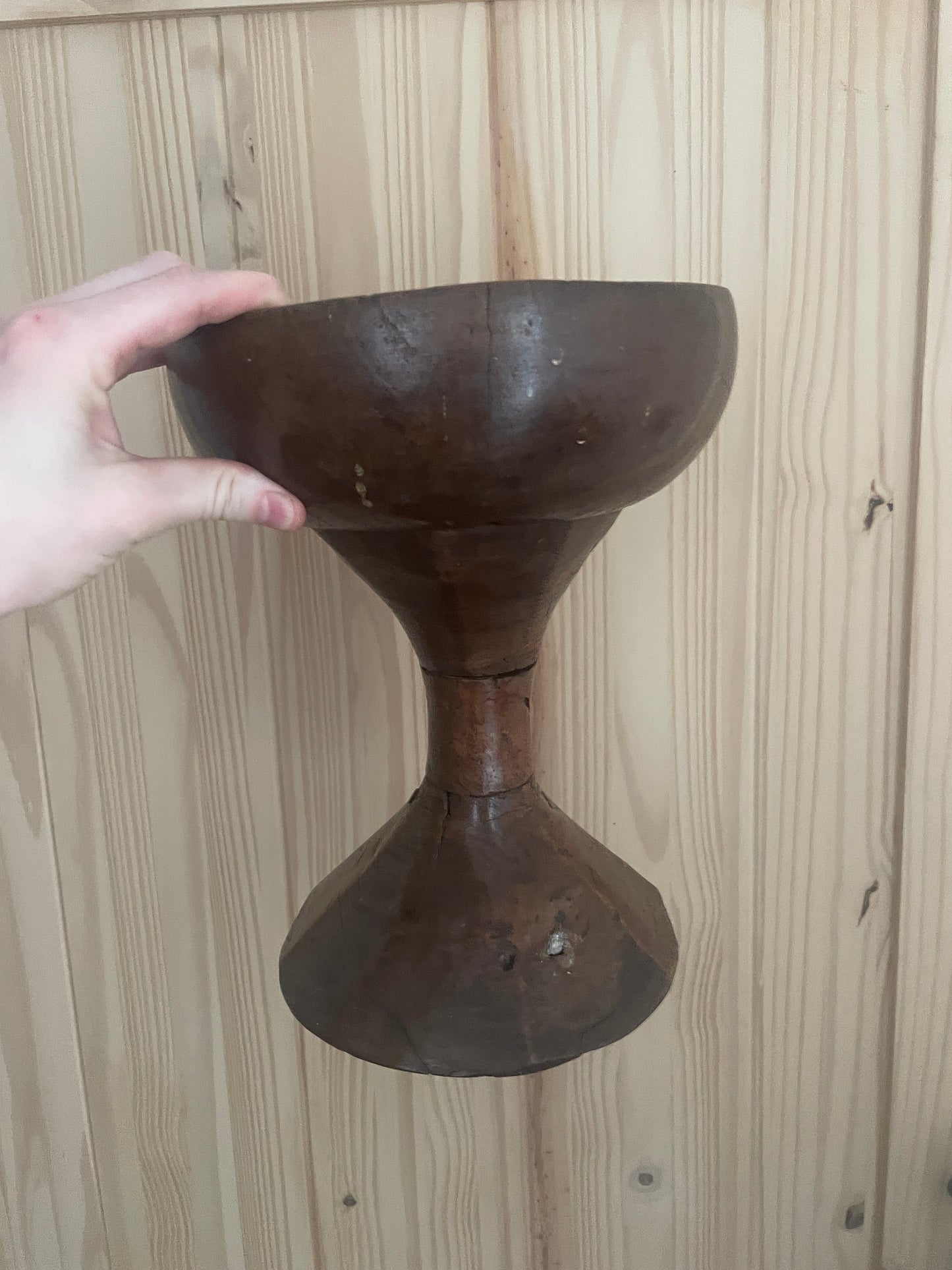 Cake Stand, Wood Bowl, Vase and Primitive Ceremonial Carved Wood Chalice