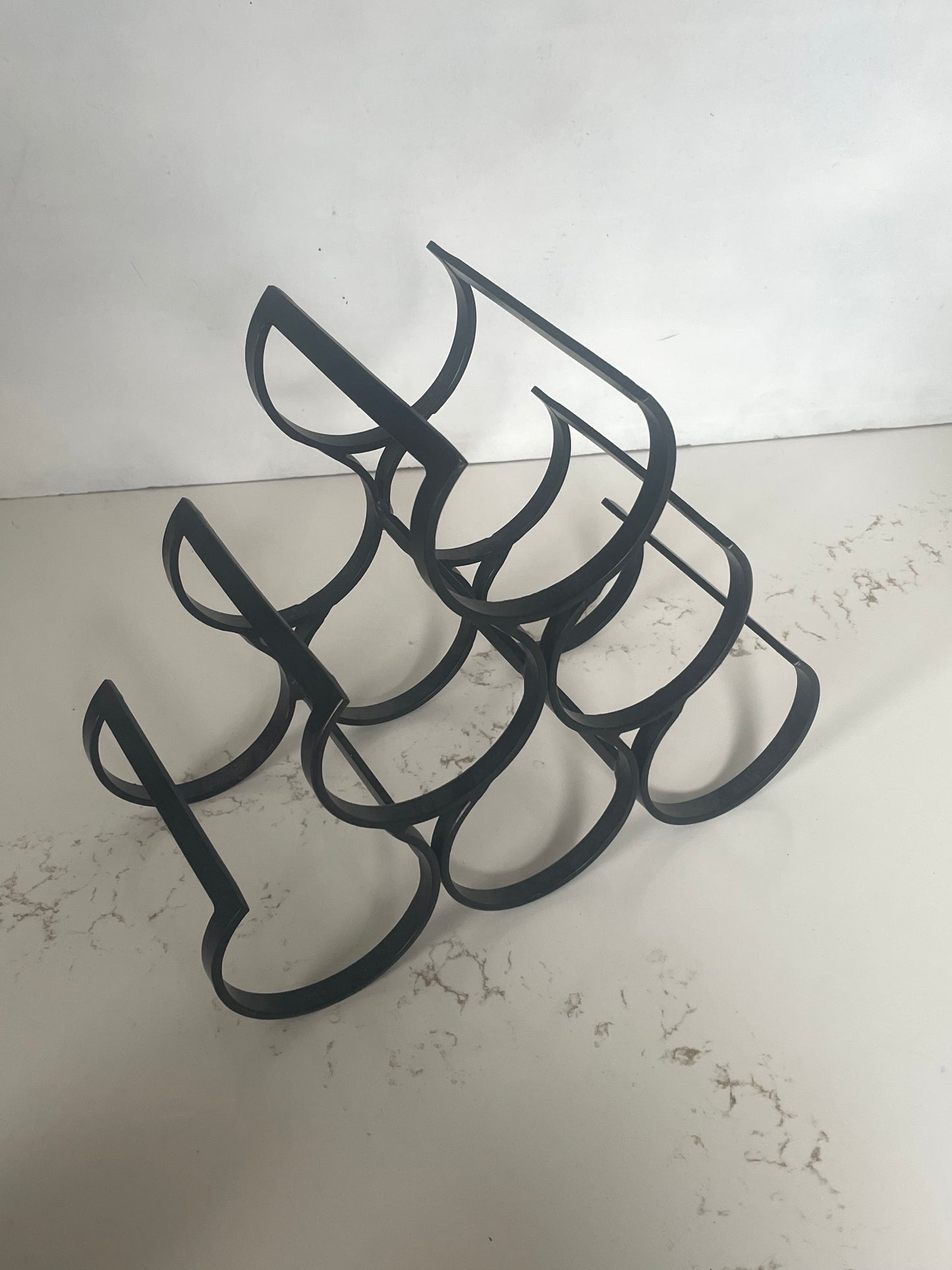 Minimalist Black Welded Iron 6 Bottle Wine Rack