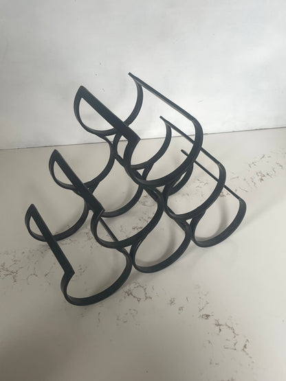 Minimalist Black Welded Iron 6 Bottle Wine Rack