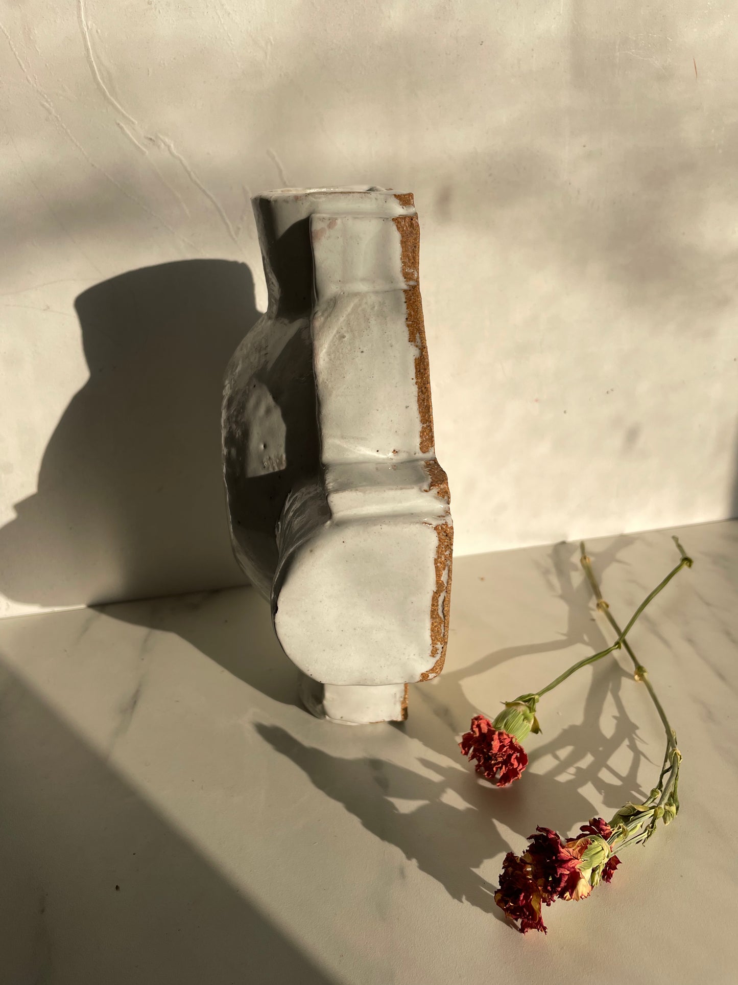 Cream Cross Patch Ceramic Vase