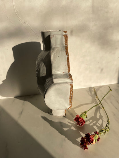 Cream Cross Patch Ceramic Vase