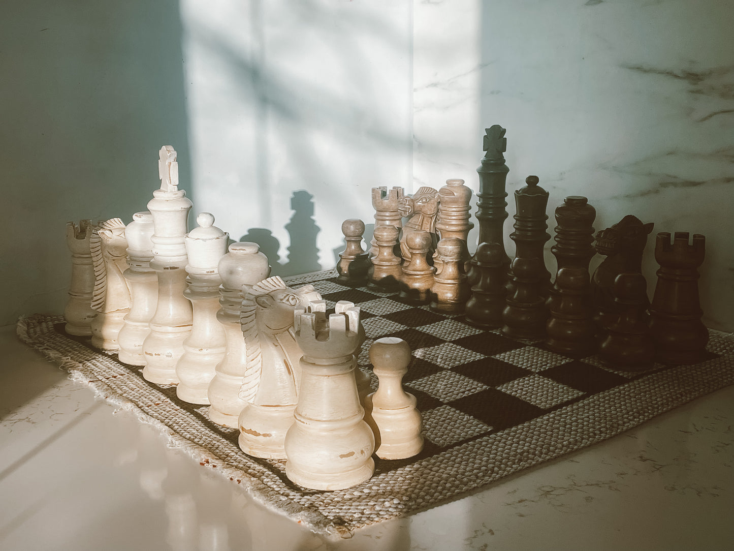 Cream & Brown Jumbo Wood Chess Set