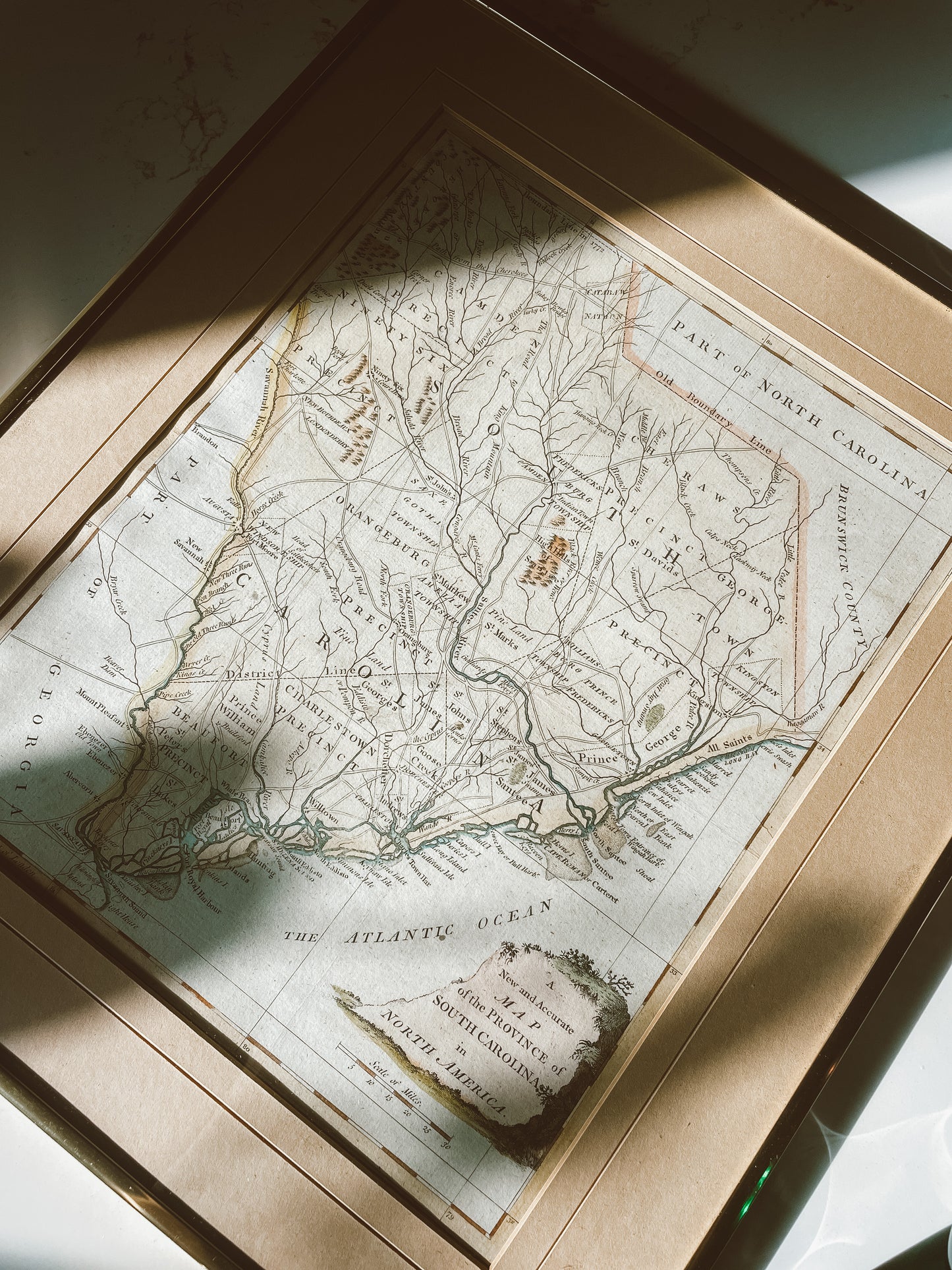 Framed Neutral South Carolina Map