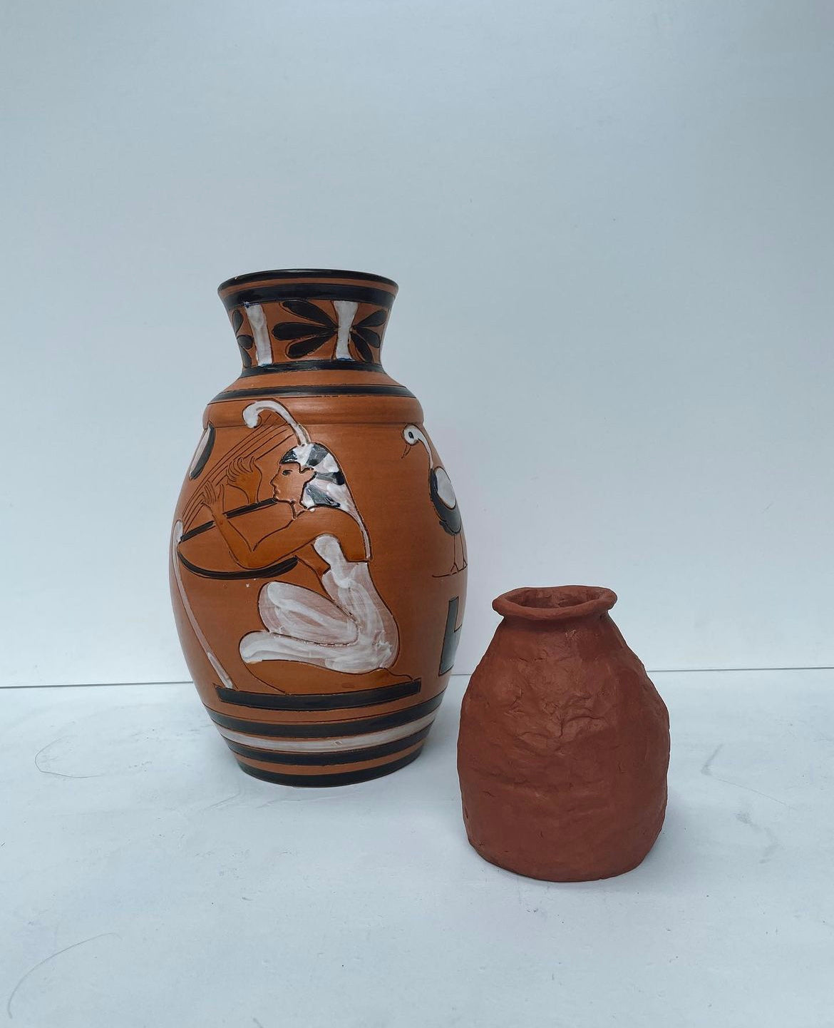 Terracotta Italian Painted Egyptian Scene Vase (pictured terracotta small packed clay pot no longer available)