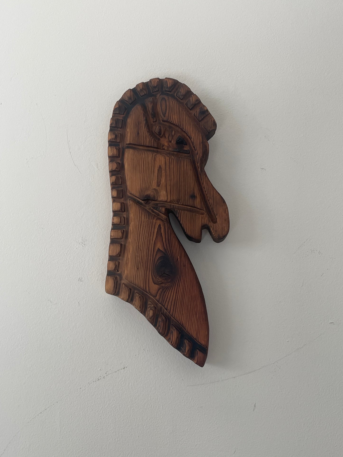 Hand-Carved Wooden His & Hers Horse Head Wall Hanging sold as pair of 2