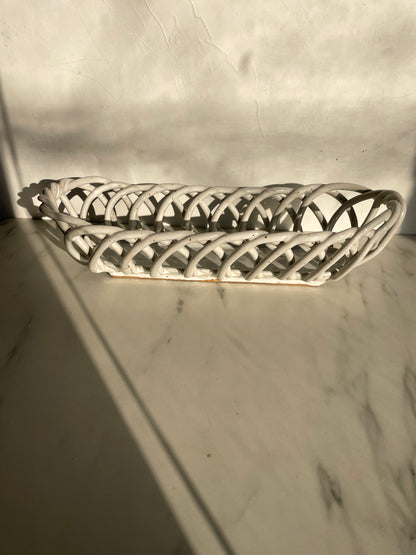 Vintage Sparrow Egg Gray Speckled Gray Open Weave Basket