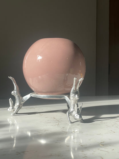 Arthur Cort Bunny Stand and Pink Vase