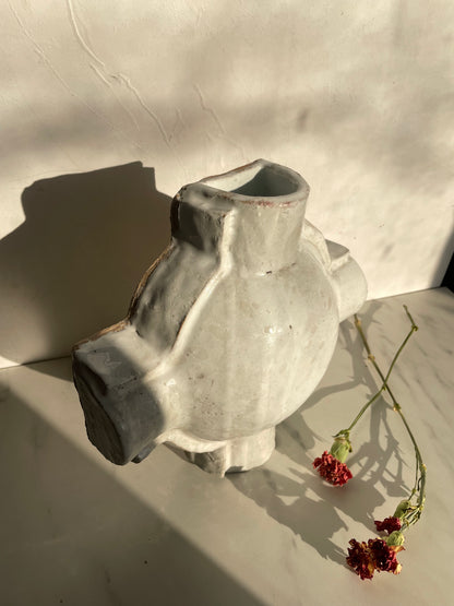 Cream Cross Patch Ceramic Vase
