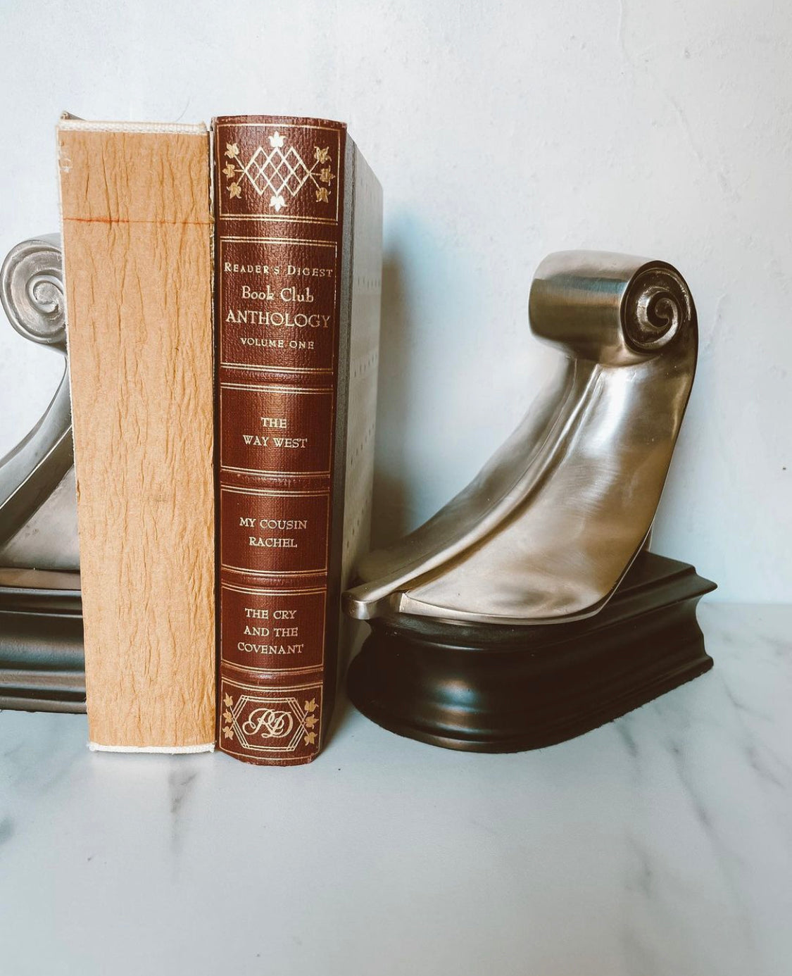 Silver Feather Scroll Heavy Bookends sold as a pair of 2