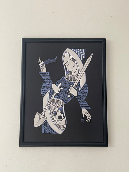 Queen of Diamonds Tarot-Style Framed