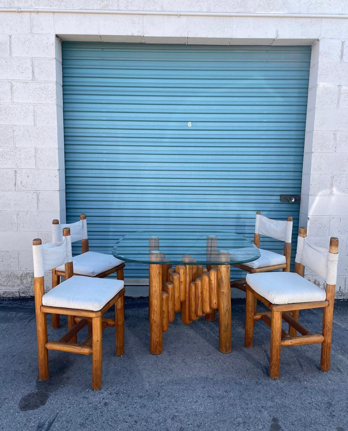 Pine Dining Set 4 Chairs and Table with Glass Top