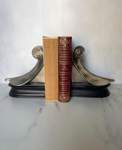 Silver Feather Scroll Heavy Bookends sold as a pair of 2