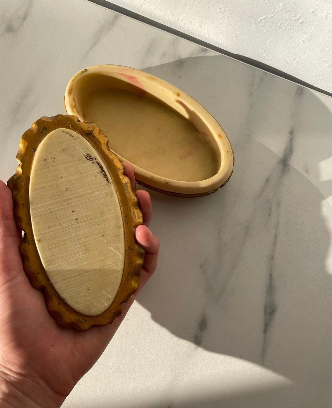 Vintage Gold and Cream Toscano Fairy Keepsake Box