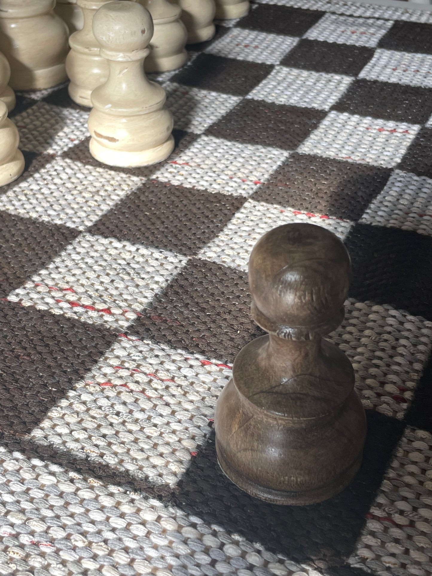 Cream & Brown Jumbo Wood Chess Set
