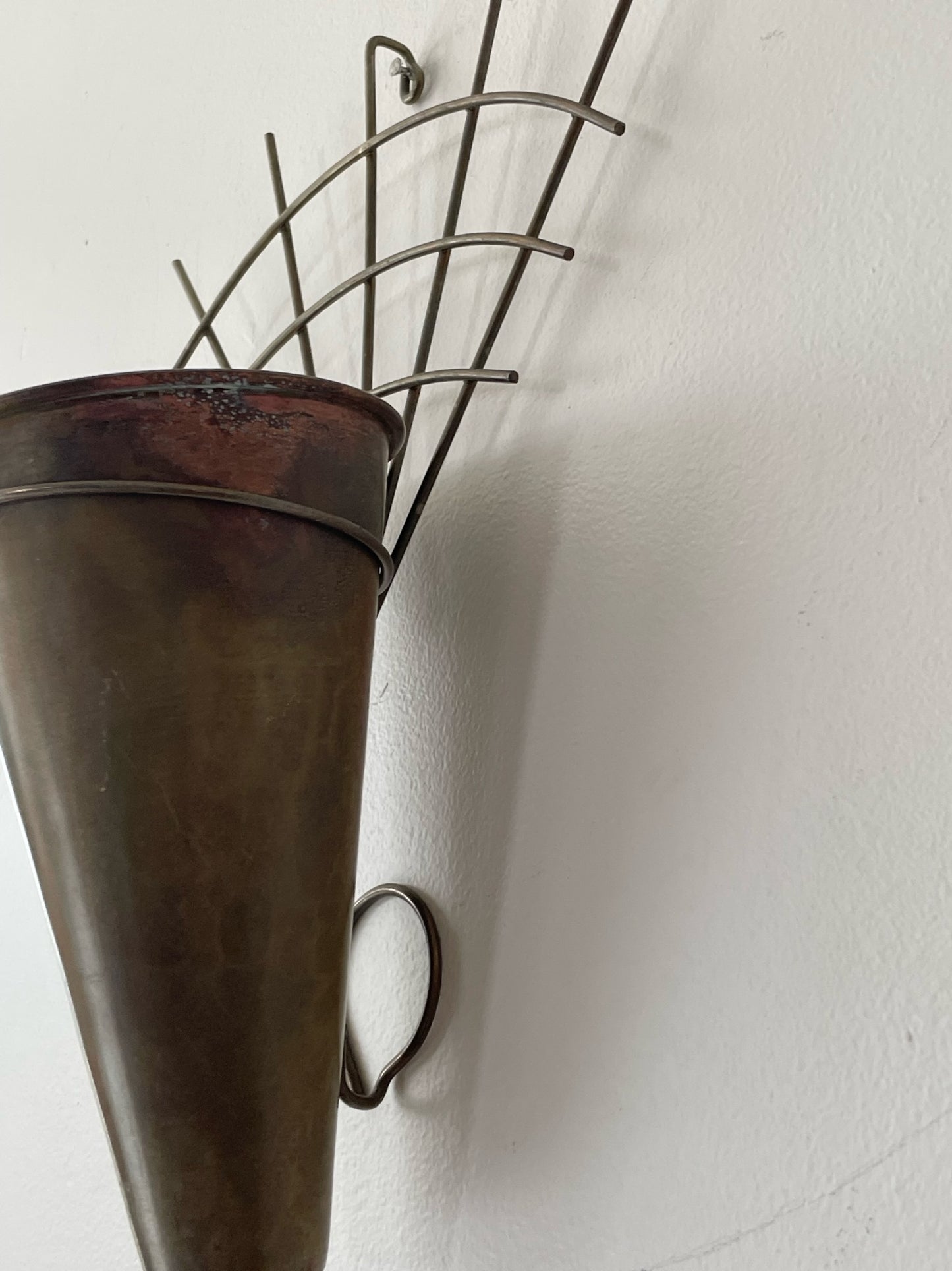 Handcrafted Solid Brass Wall Vase