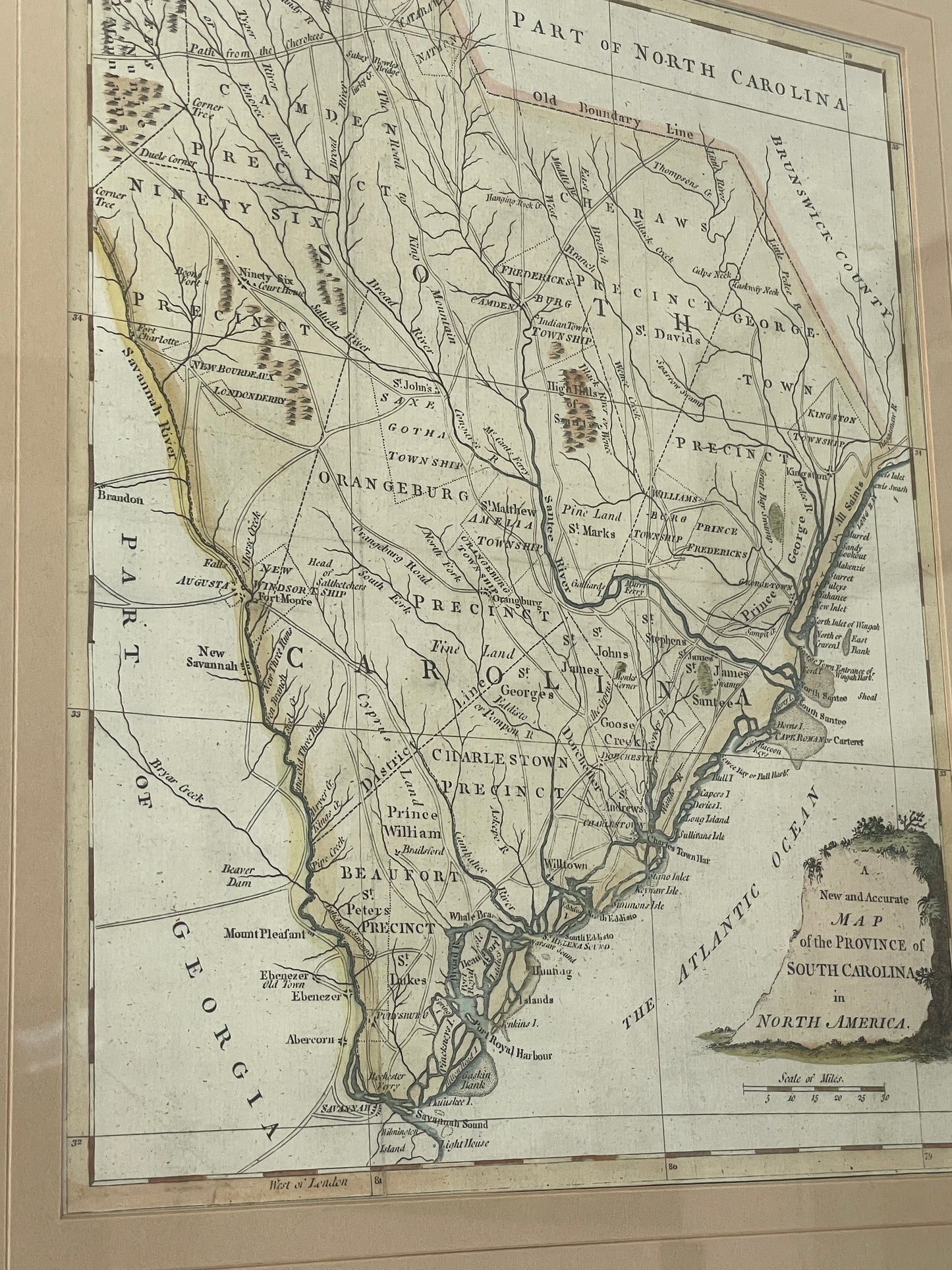 Framed Neutral South Carolina Map