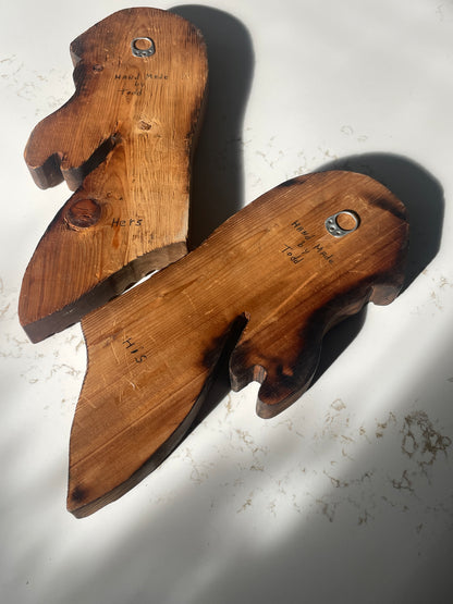 Hand-Carved Wooden His & Hers Horse Head Wall Hanging sold as pair of 2
