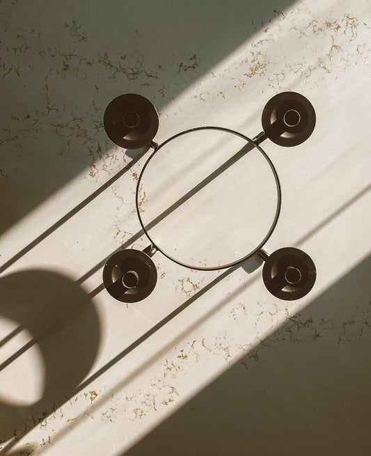 Welded and Brown Matte Colored Iron Round Candelabra Centerpiece