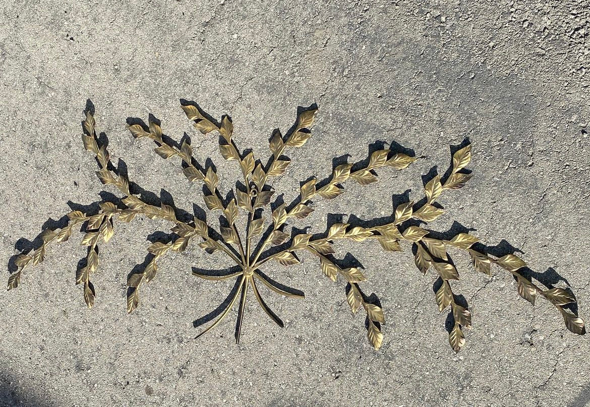 Gold Metal Leaf Branch Bouquet Wall Art
